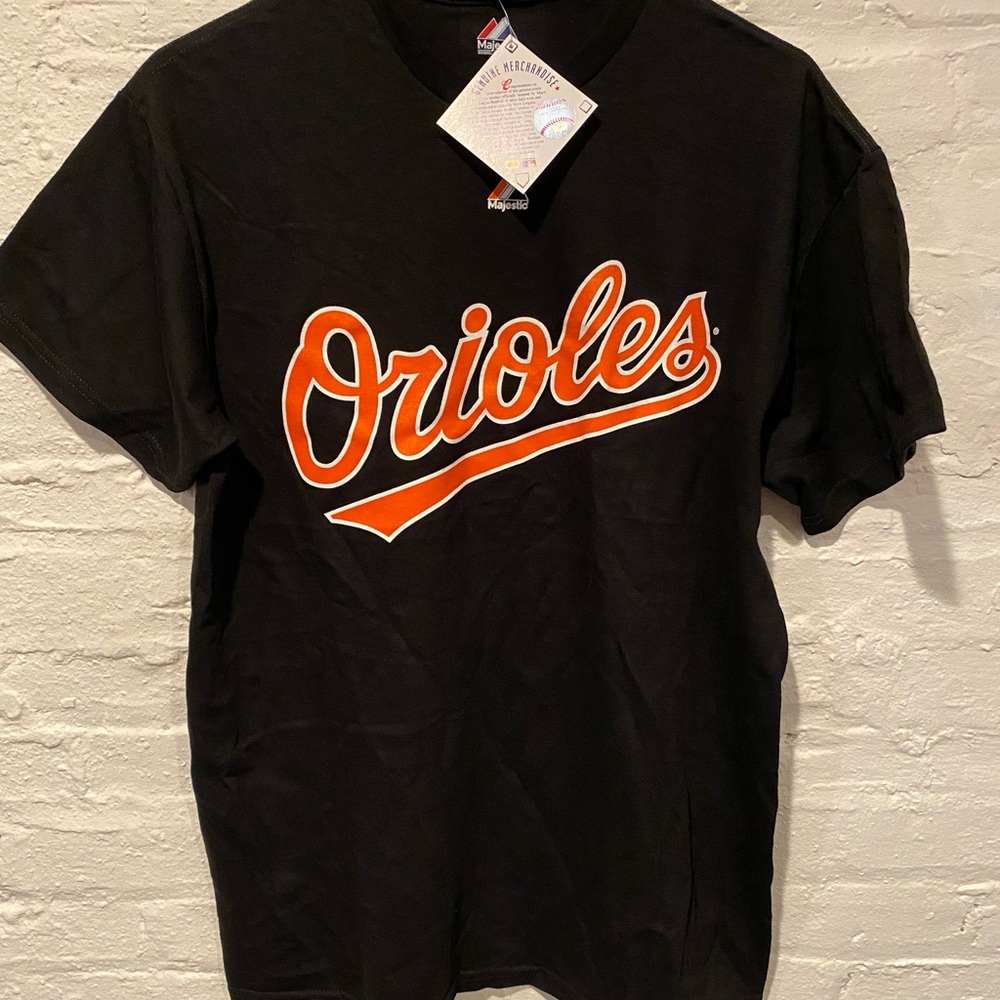 Black Orioles T shirt. Genuine merchandise. Size M. New with tags.